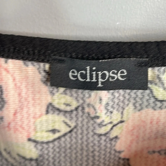 ECLIPSE Rose Floral Peplum Top Zip Embellished Spaghetti Strap Black Red Pink M - Picture 6 of 9